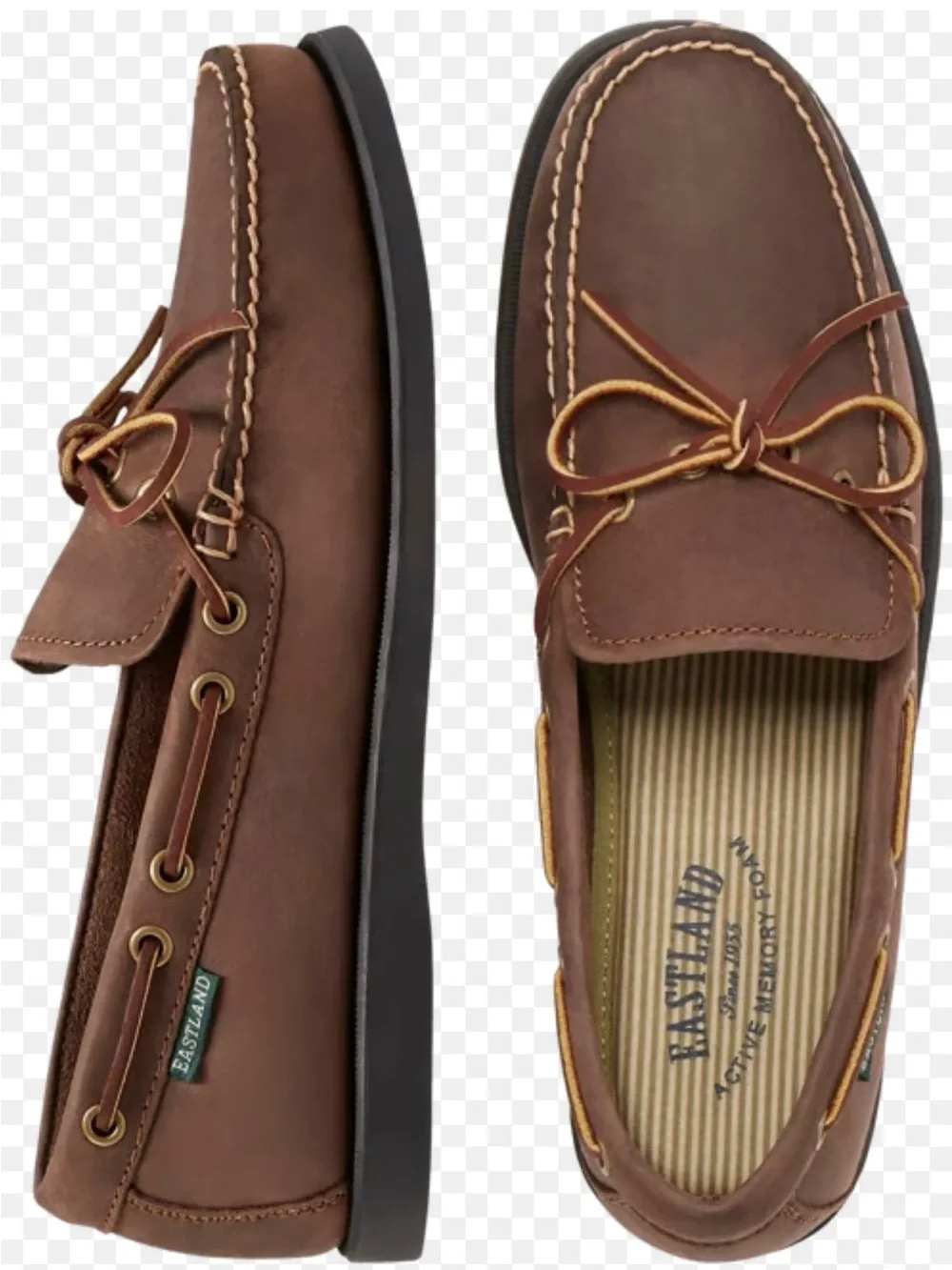 Eastland Brown Leather Moc-Toe Boat Shoes with Tan Laces Size 13